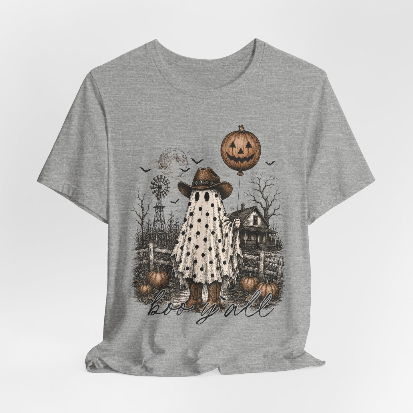 Halloween Ghost Tee — “Boo y’all” Vintage Pumpkin Costume Shirt