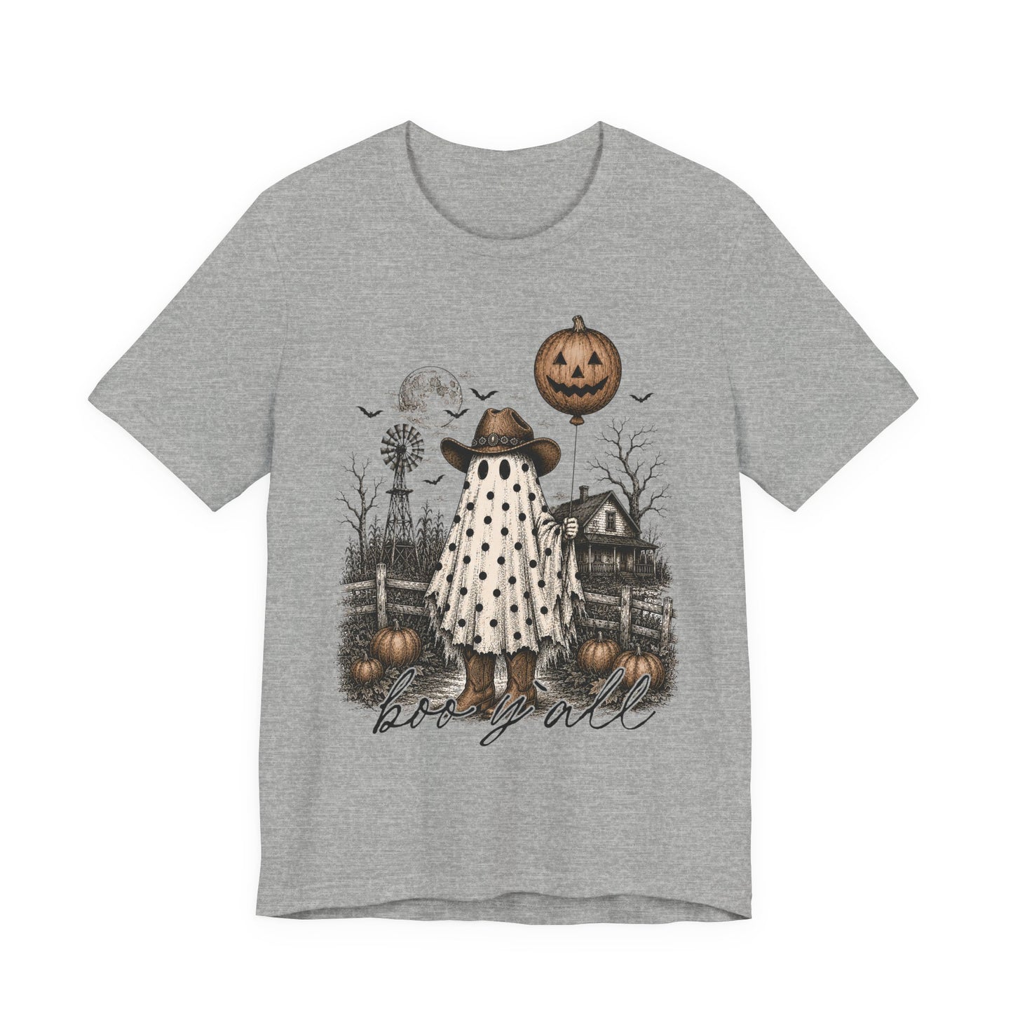 Halloween Ghost Tee — “Boo y’all” Vintage Pumpkin Costume Shirt