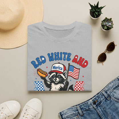 Red White and Feral T-Shirt — 'Merica Raccoon Patriotic Tee