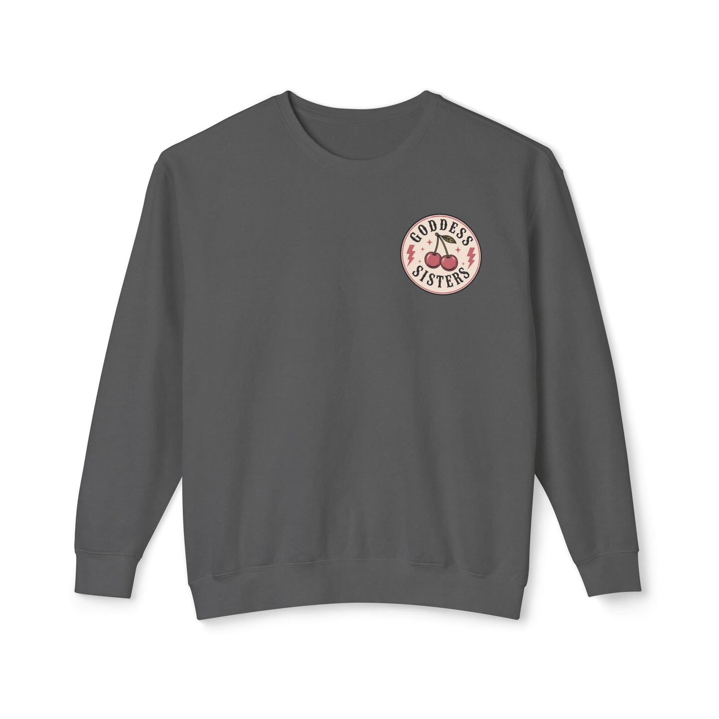 Goddess Sisters Crewneck Sweatshirt — Retro Cherry & Leopard Graphic