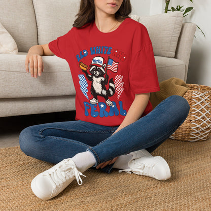 Red White and Feral T-Shirt — 'Merica Raccoon Patriotic Tee