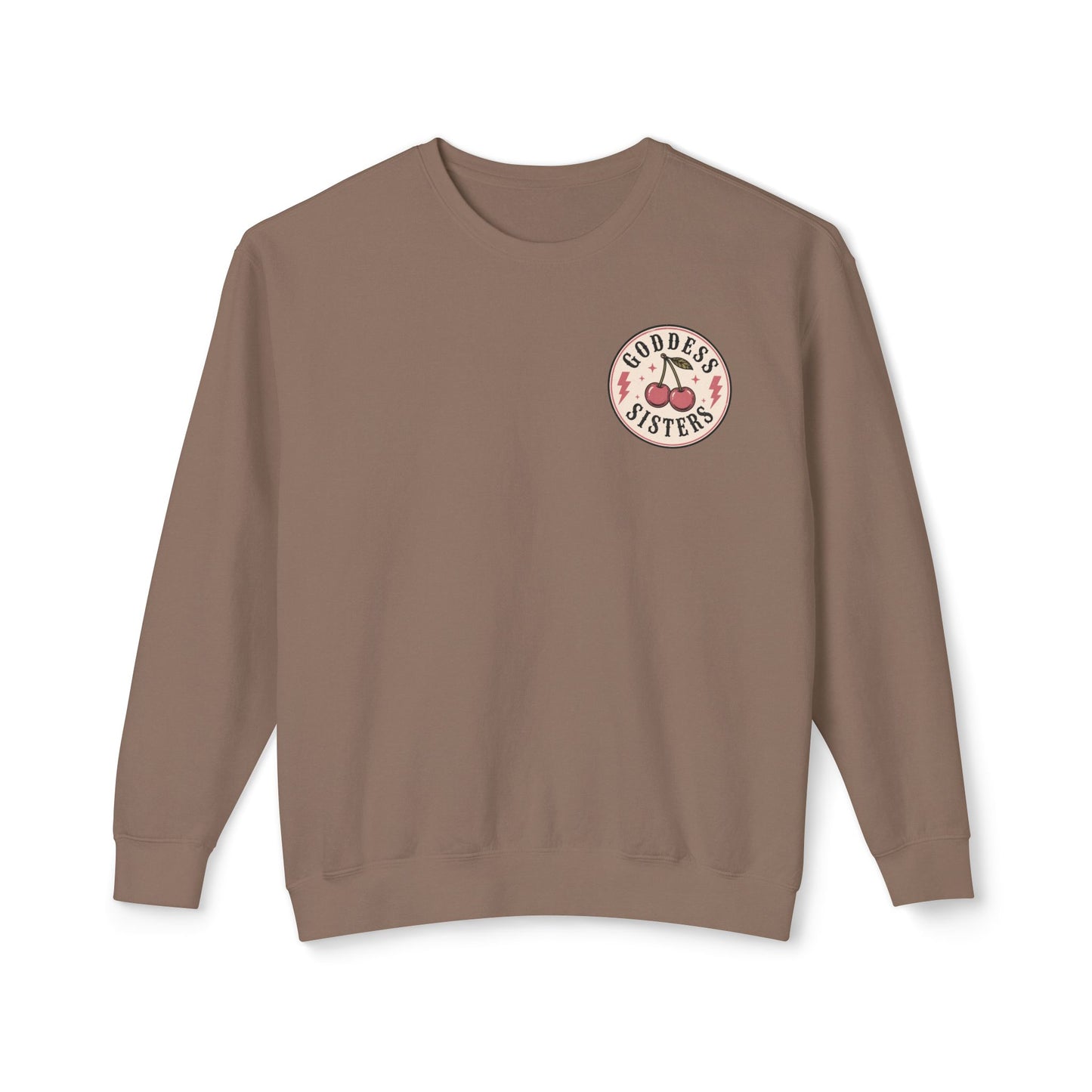 Goddess Sisters Crewneck Sweatshirt — Retro Cherry & Leopard Graphic