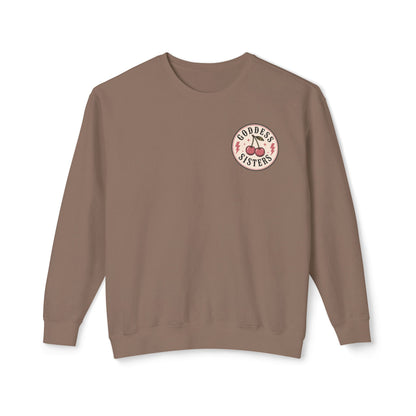 Goddess Sisters Crewneck Sweatshirt — Retro Cherry & Leopard Graphic