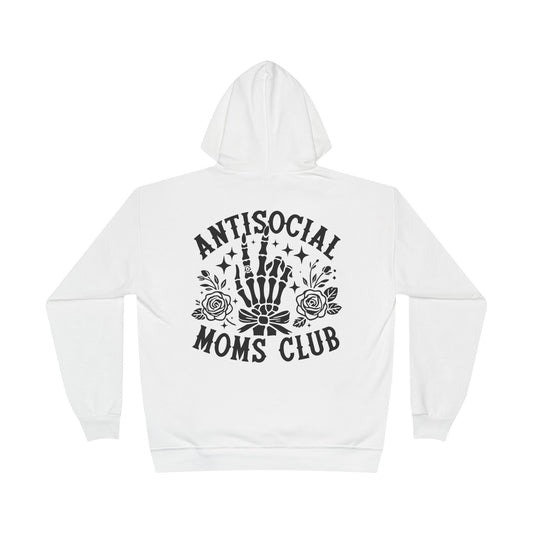 Antisocial Moms Club Hoodie — Skeletal Hand & Rose Graphic Pullover