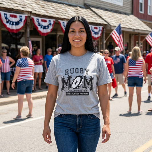 Rugby Mom T-Shirt — Distressed Football Design, Perfect Gift for Rugby Mothers