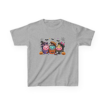Kids Halloween Candy Trio Tee — Cute Trick-or-Treat Pumpkin Witch Design