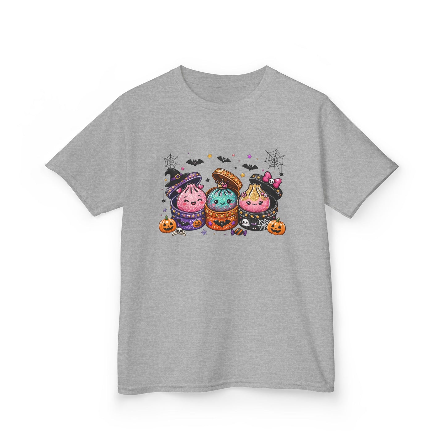 Kids Halloween Candy Trio Tee — Cute Trick-or-Treat Pumpkin Witch Design