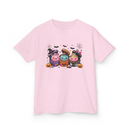 Kids Halloween Candy Trio Tee — Cute Trick-or-Treat Pumpkin Witch Design