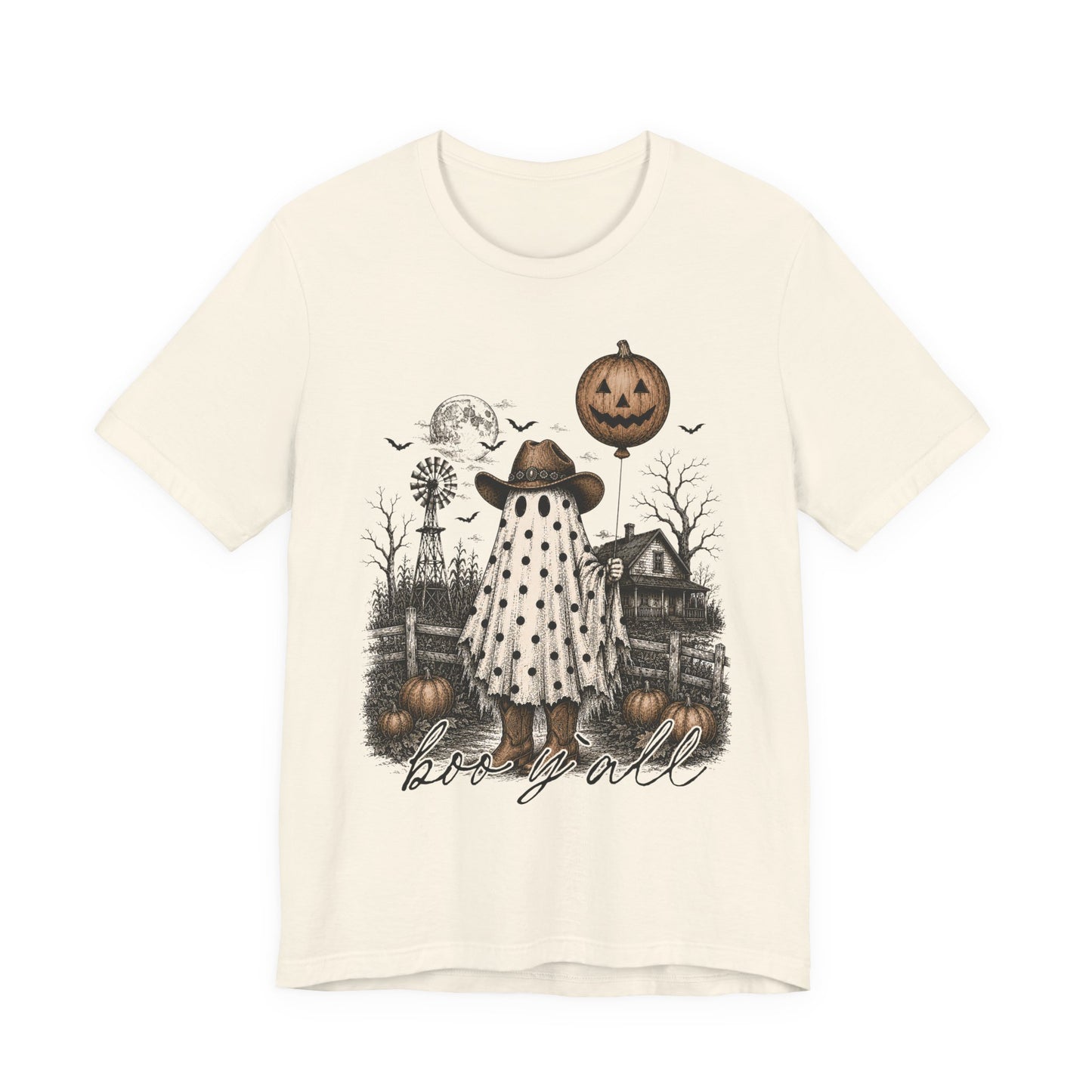 Halloween Ghost Tee — “Boo y’all” Vintage Pumpkin Costume Shirt