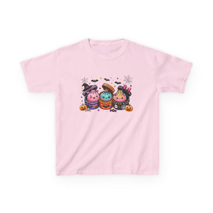 Kids Halloween Candy Trio Tee — Cute Trick-or-Treat Pumpkin Witch Design