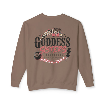 Goddess Sisters Crewneck Sweatshirt — Retro Cherry & Leopard Graphic
