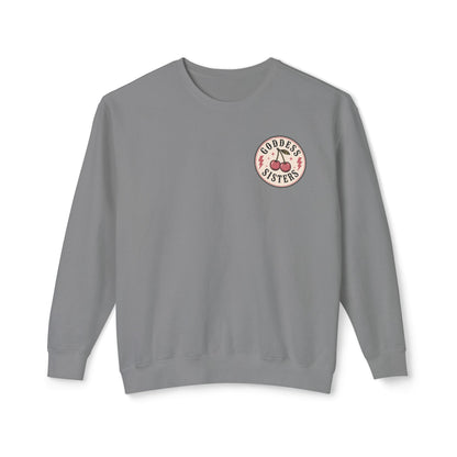 Goddess Sisters Crewneck Sweatshirt — Retro Cherry & Leopard Graphic