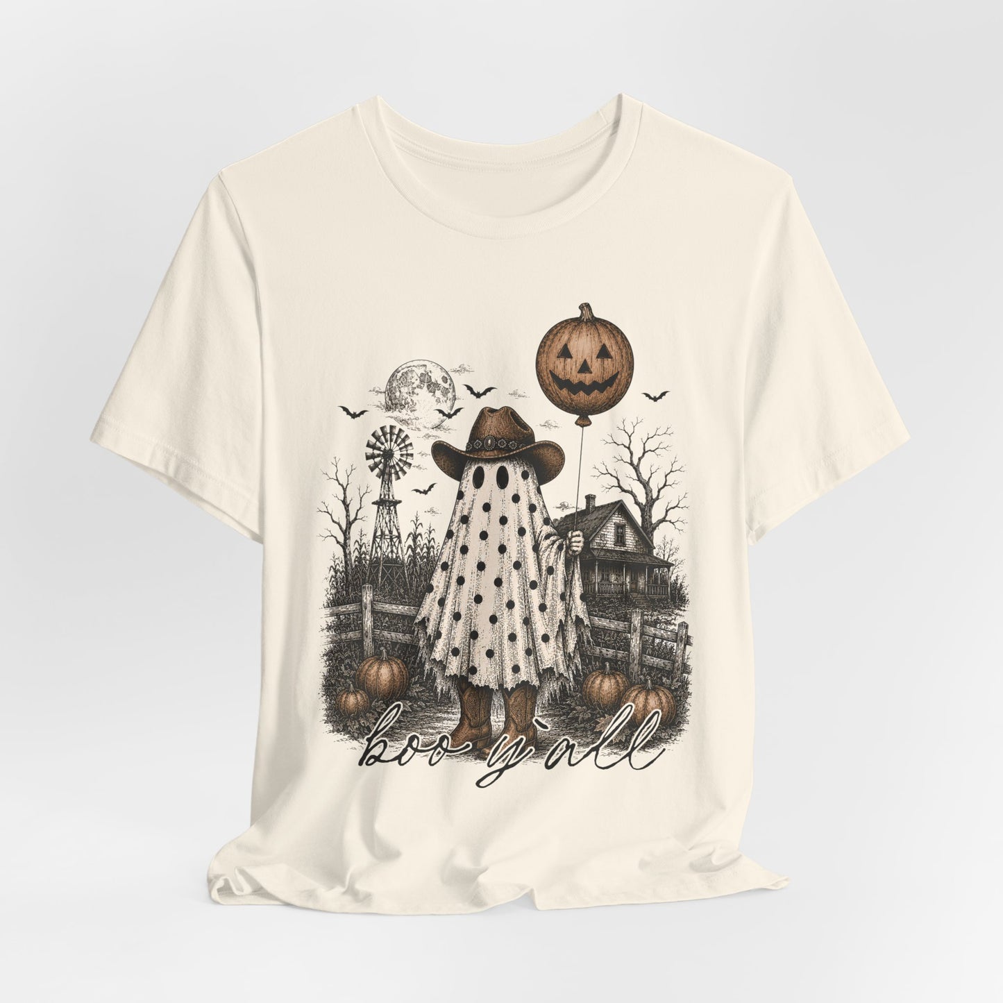 Halloween Ghost Tee — “Boo y’all” Vintage Pumpkin Costume Shirt