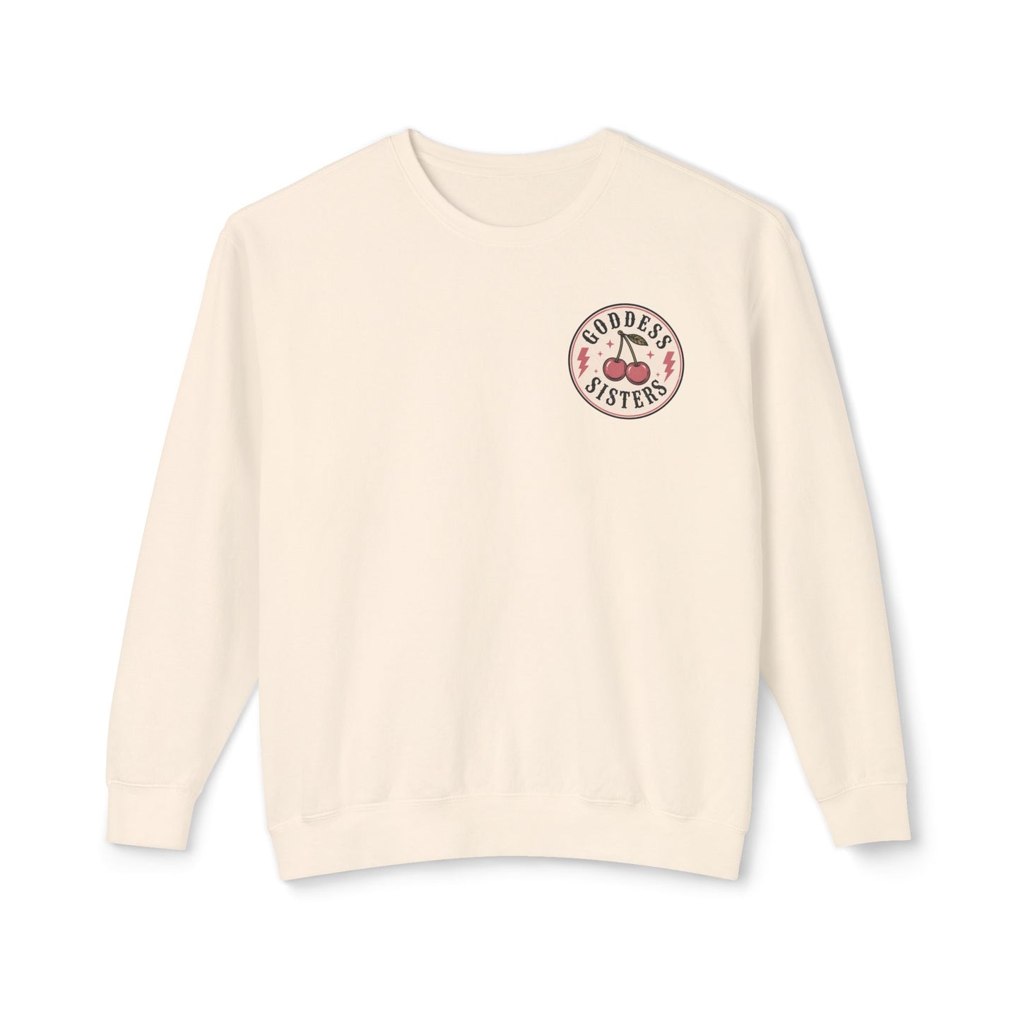 Goddess Sisters Crewneck Sweatshirt — Retro Cherry & Leopard Graphic