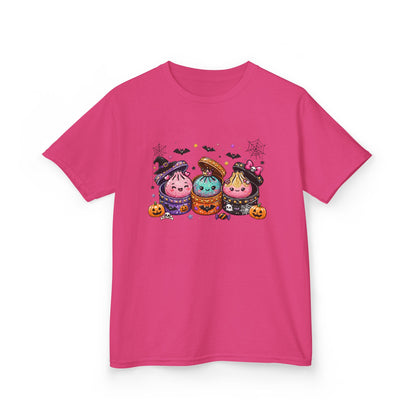 Kids Halloween Candy Trio Tee — Cute Trick-or-Treat Pumpkin Witch Design