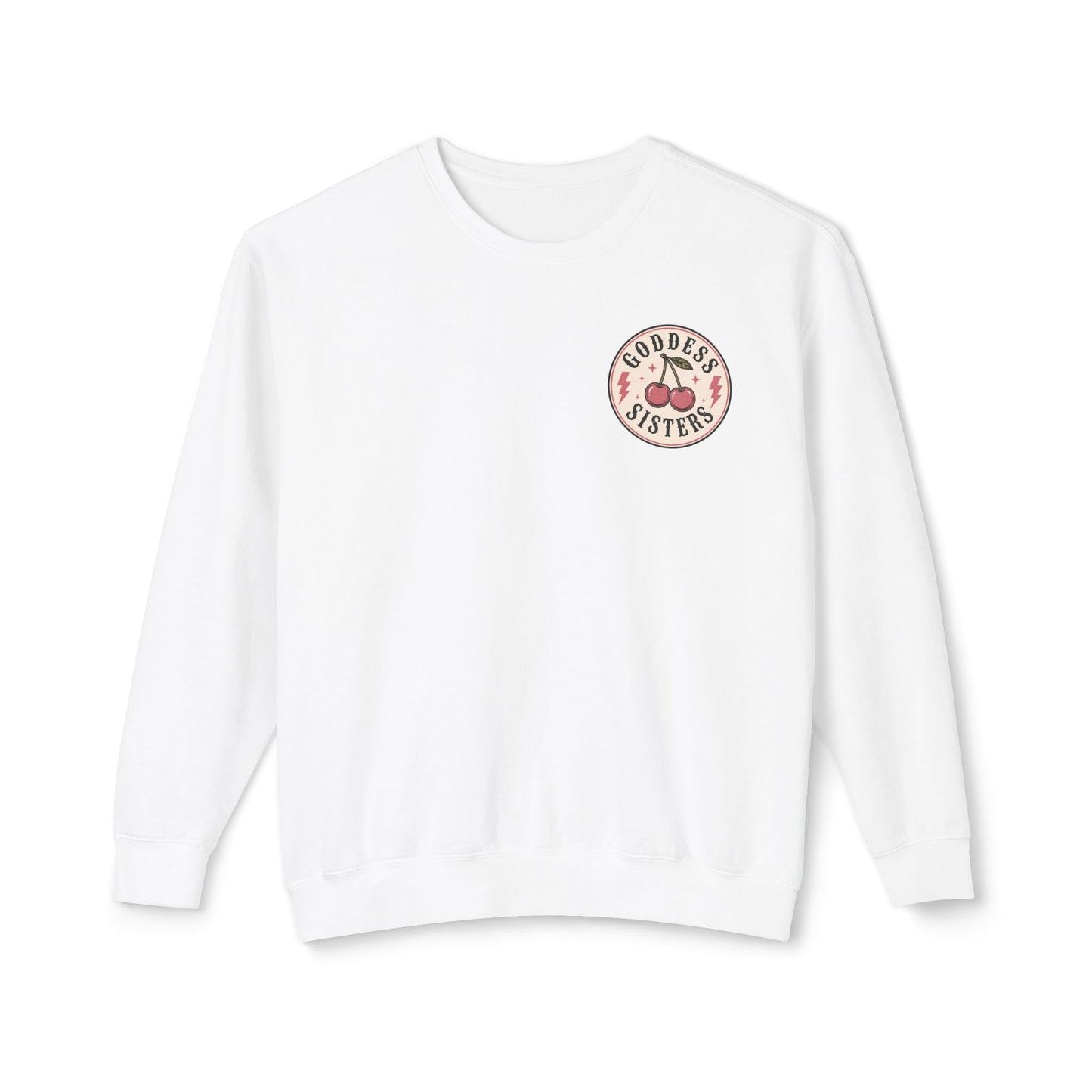Goddess Sisters Crewneck Sweatshirt — Retro Cherry & Leopard Graphic
