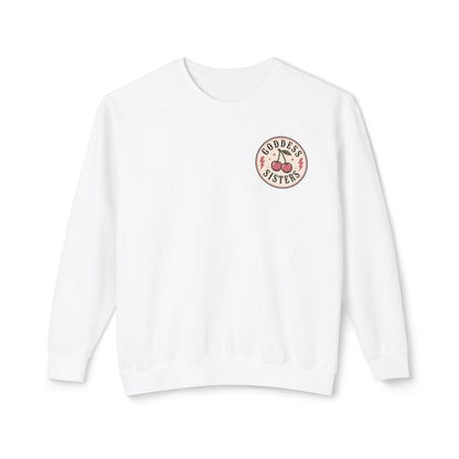 Goddess Sisters Crewneck Sweatshirt — Retro Cherry & Leopard Graphic